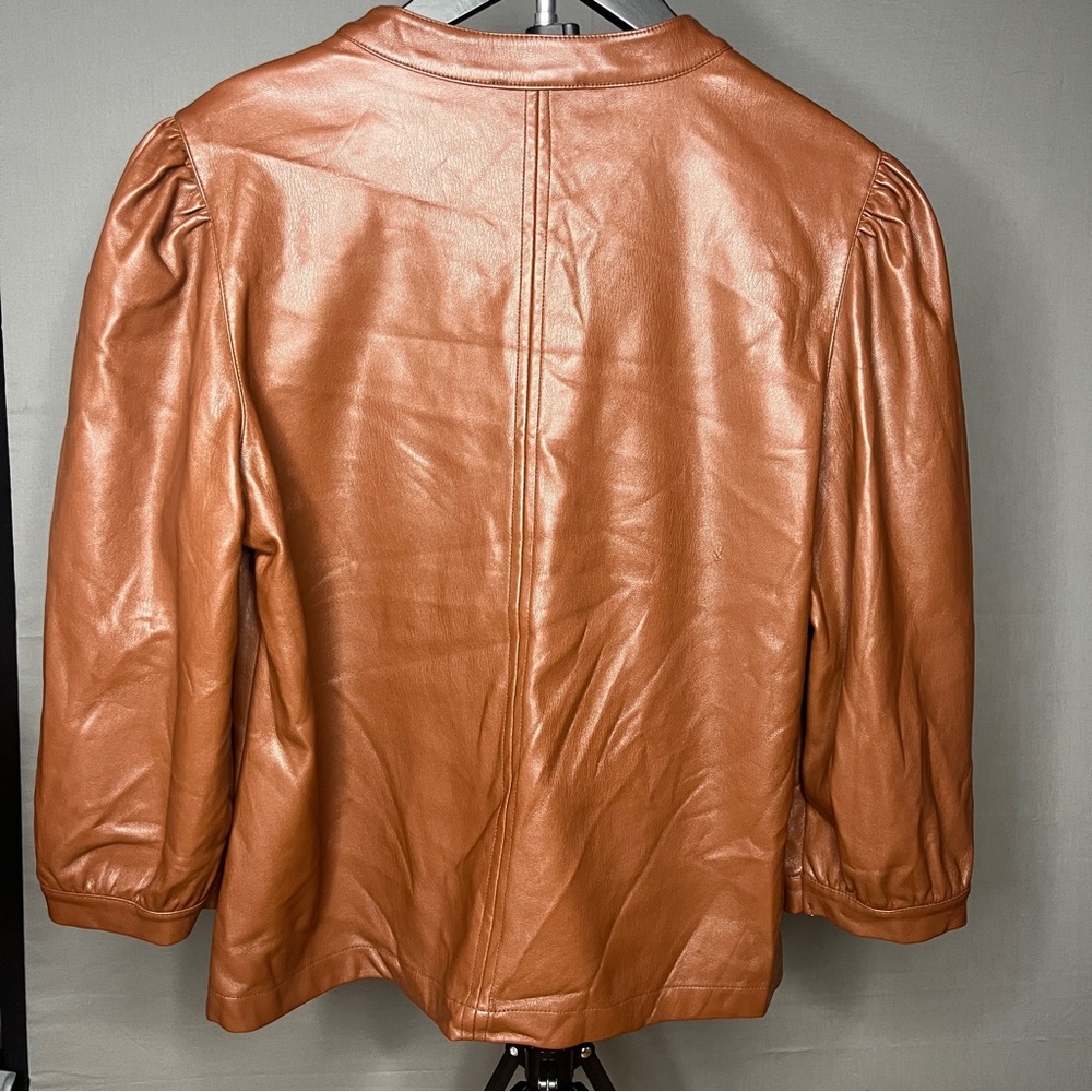 Evereve Tan Faux Leather Top women’s Size Medium - Picture 2 of 3